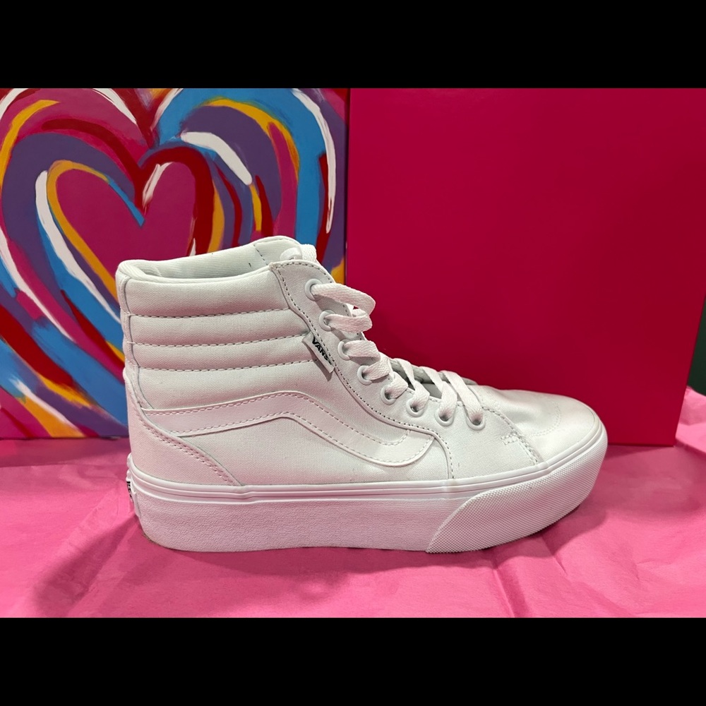 White Platform Vans size 8.5